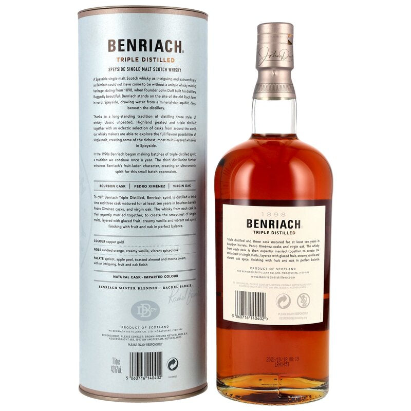Benriach 10 y.o. - Triple Distilled Liter - Bourbon, PX & Virgin Oak Casks