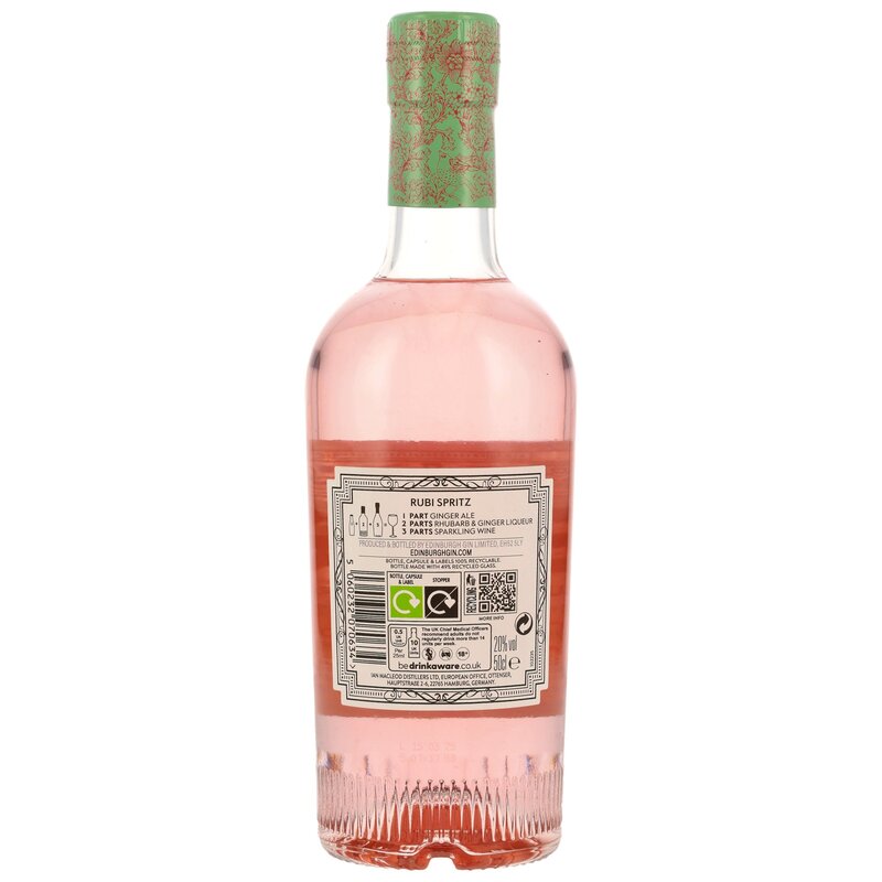 Edinburgh Rhubarb & Ginger Gin Liqueur Neue Ausstattung
