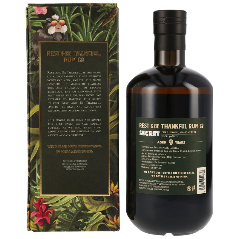 Secret Jamaica Rum 2015/2024 - 9 y.o. - Micro Batch - Rest & Be Thankful (WuDramClan & Kirsch Import)