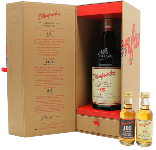 Glenfarclas Tasting Pack 15yo: 105 Cask Strength 50ml, 25yo 50ml