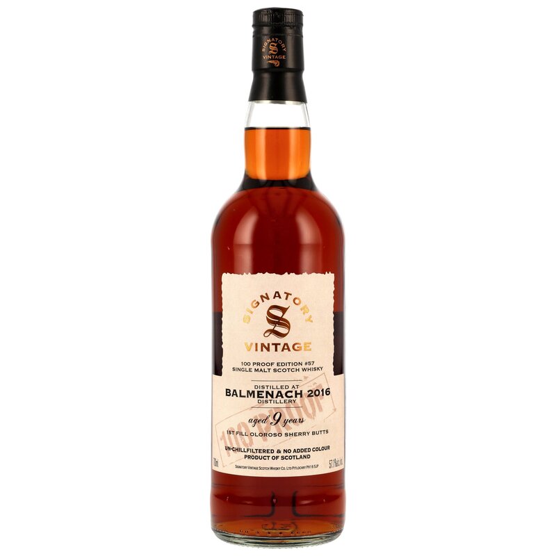Balmenach 2016/2025 - 9 y.o. - 1st Fill Oloroso Sherry Butts - Signatory 100 PROOF Edition