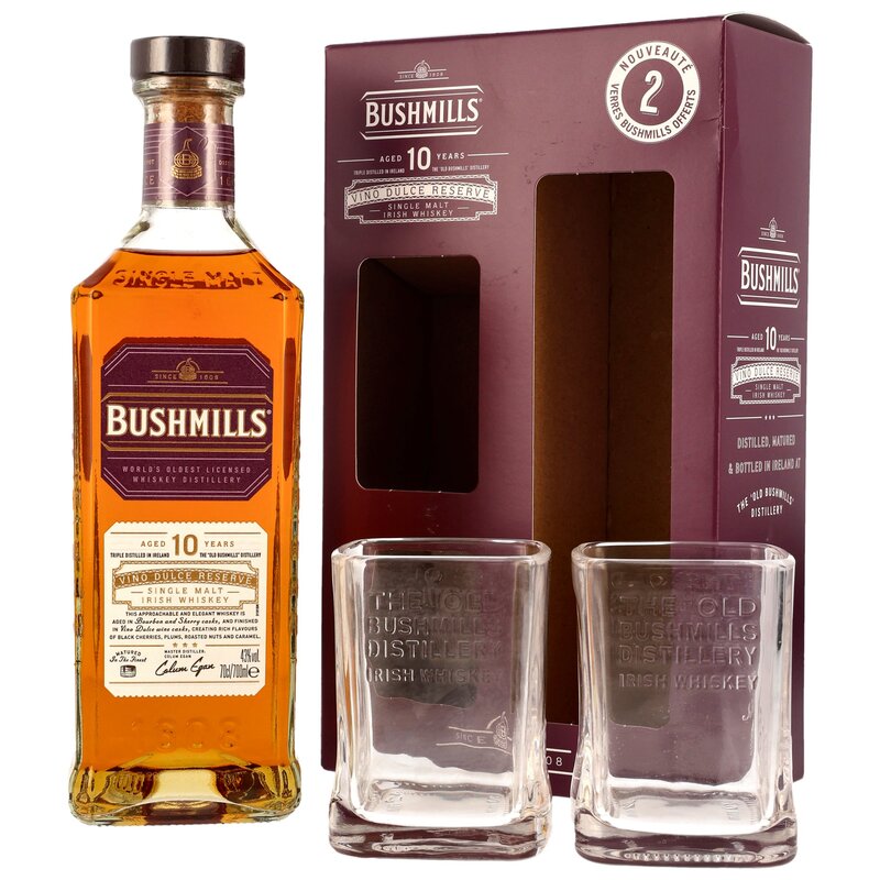 Bushmills 10 y.o. Vino Dulce Cask + 2 Gläser