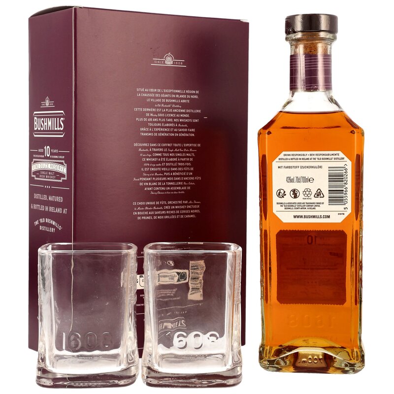 Bushmills 10 y.o. Vino Dulce Cask + 2 Gläser
