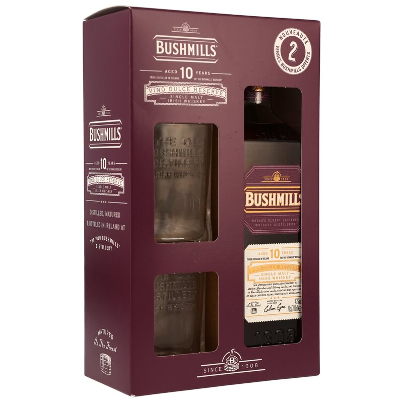 Bushmills 10 y.o. Vino Dulce Cask + 2 Gläser
