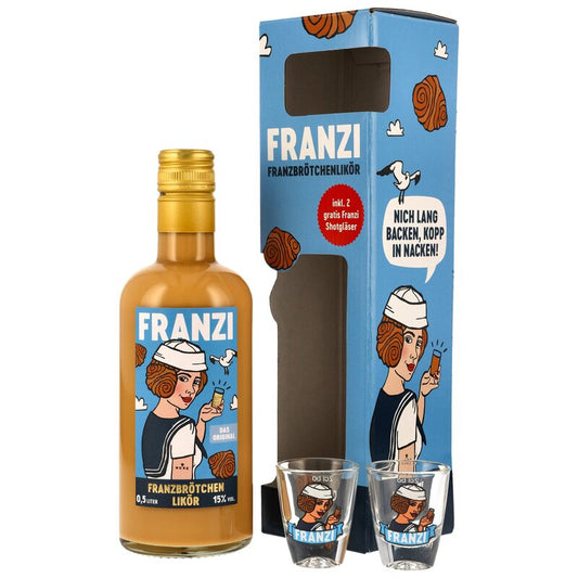 Franzi Franzbrötchenlikör + 2 Shotgläser