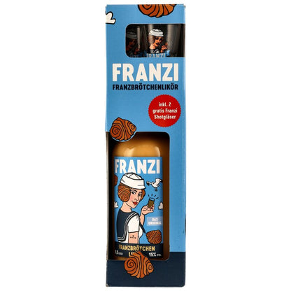 Franzi Franzbrötchenlikör + 2 Shotgläser