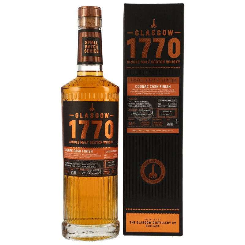 Glasgow 1770 - 6 y.o. -  Lightly Peated - Cognac Cask Finish