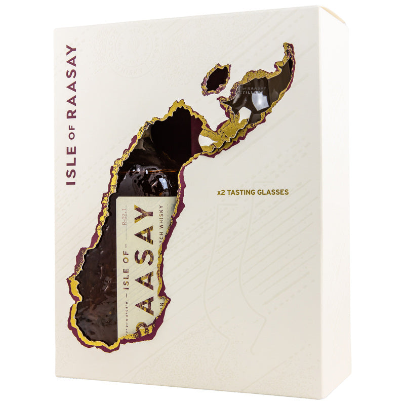 Isle of Raasay Single Malt Whisky - Batch R- 02.1 mit 2 Glencairn Gläsern