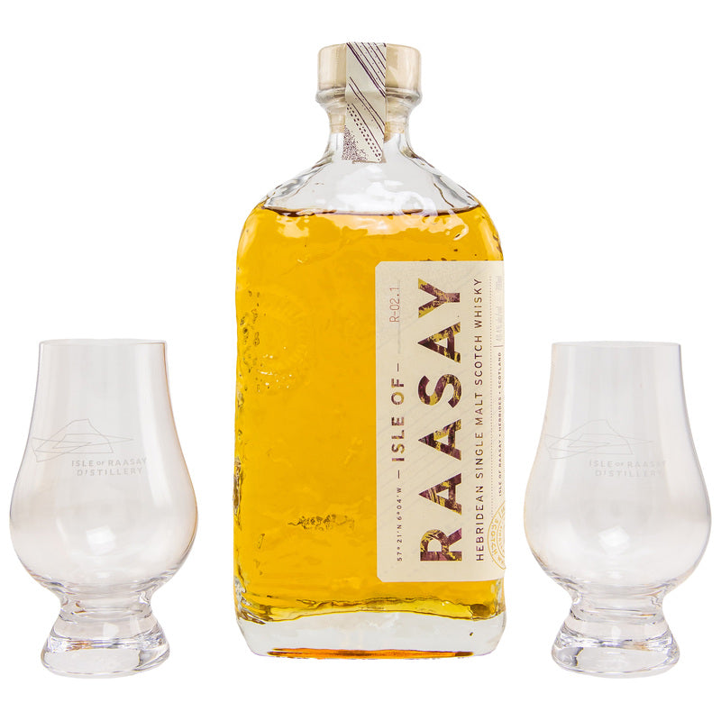 Isle of Raasay Single Malt Whisky - mit 2 Glencairn Gläsern