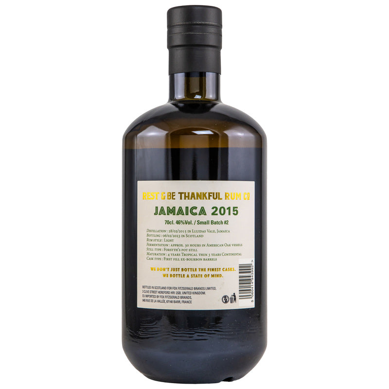 Jamaica Single Rum (Lluidas Vale - Worthy Park) 2015/2023 - 7 y.o. - Small Batch #2 - Rest & Be Thankful