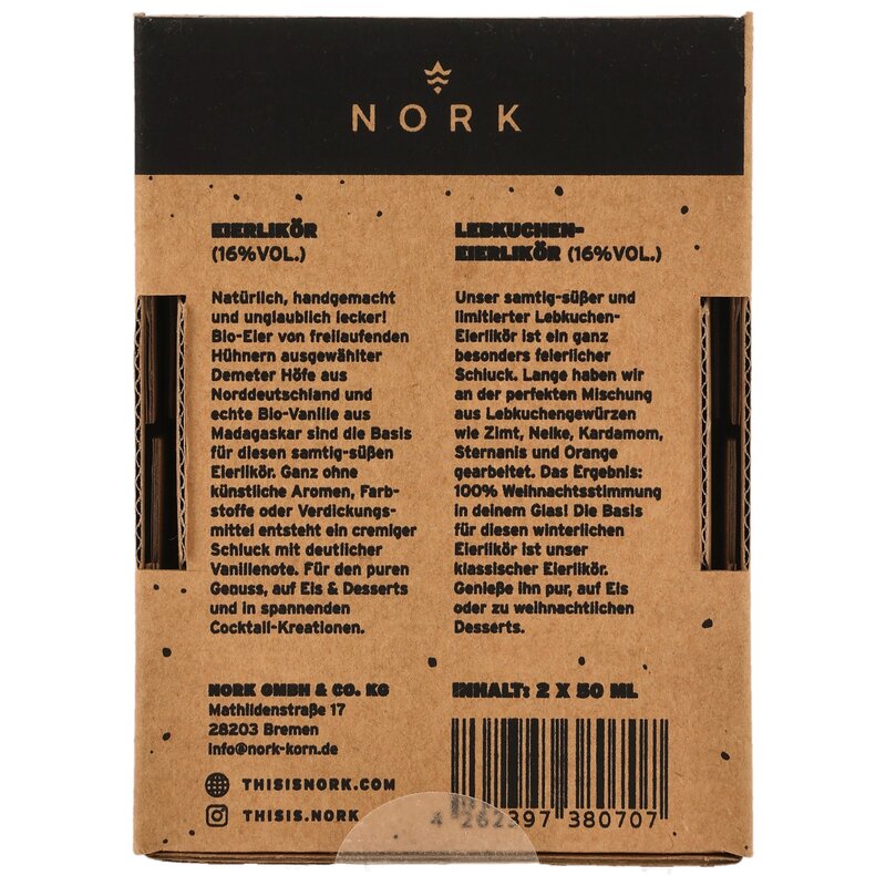 NORK Eierlikör 2x0,05l "Für Eggstra Gute Leute" Standard/Lebkuchen-Eierlikör