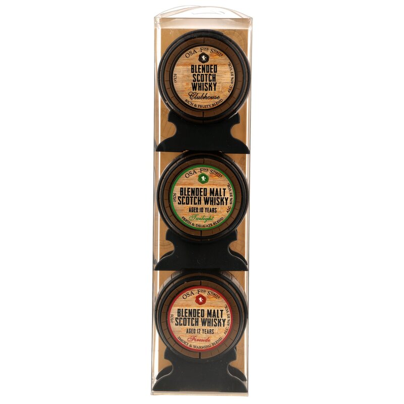 OSA Fine Spirits Mini-Faß Collection 3 x 0,05 (Clubhouse/Twilight/Fireside) Neue Ausstattung