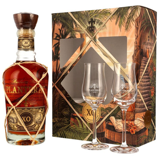 Planteray (Plantation) Rum Barbados XO 20th Anniversary mit 2 Gläsern