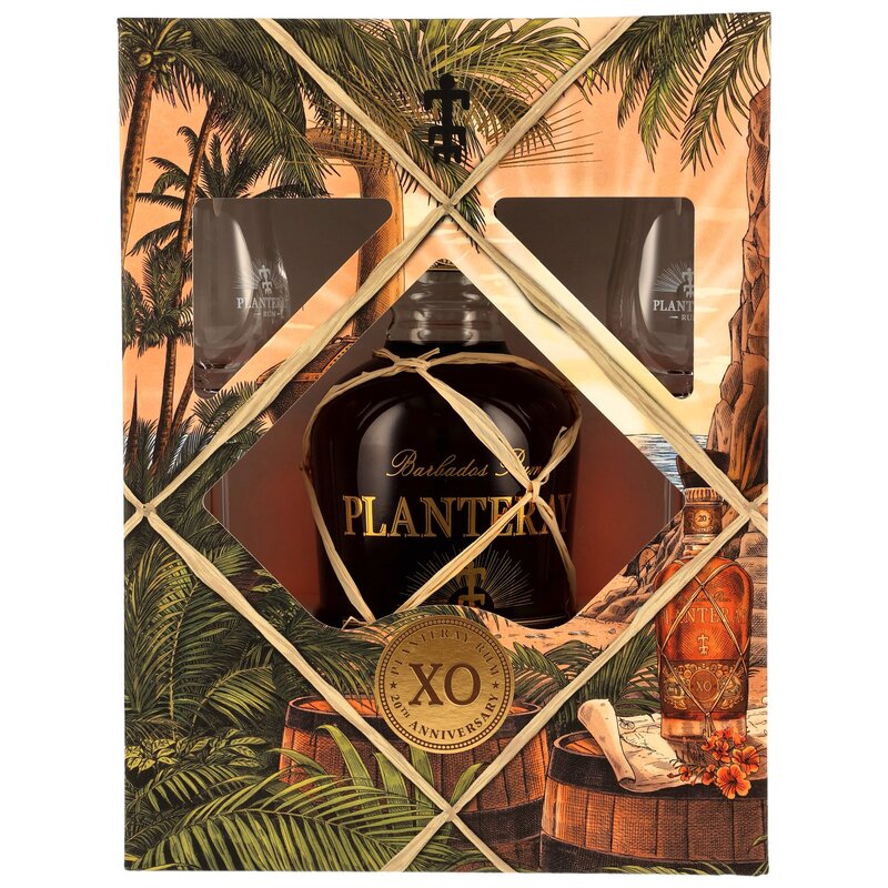 Planteray (Plantation) Rum Barbados XO 20th Anniversary mit 2 Gläsern
