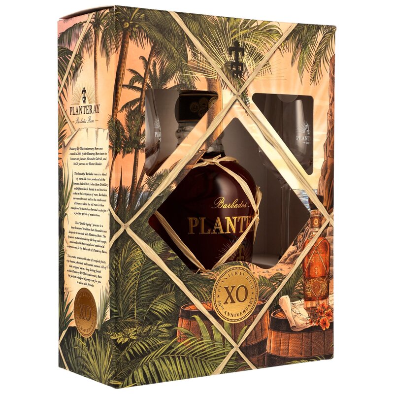 Planteray (Plantation) Rum Barbados XO 20th Anniversary mit 2 Gläsern