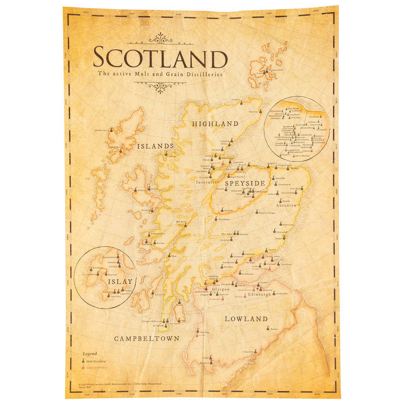 Poster DIN A2 - Scotland - The active Malt and Grain Distilleries