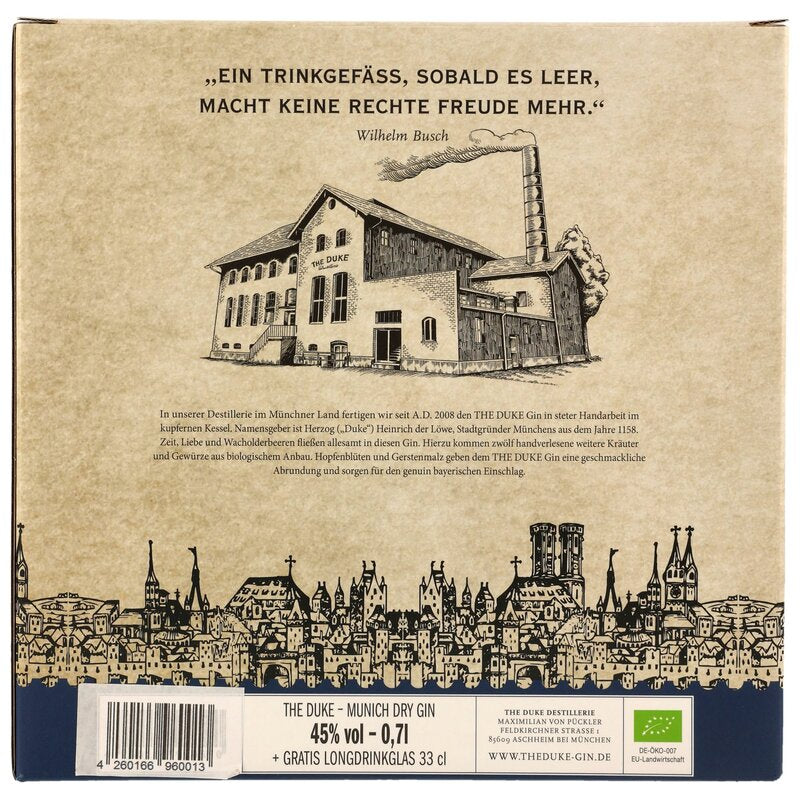 The Duke Munich Dry Gin - mit Longdrinkglas