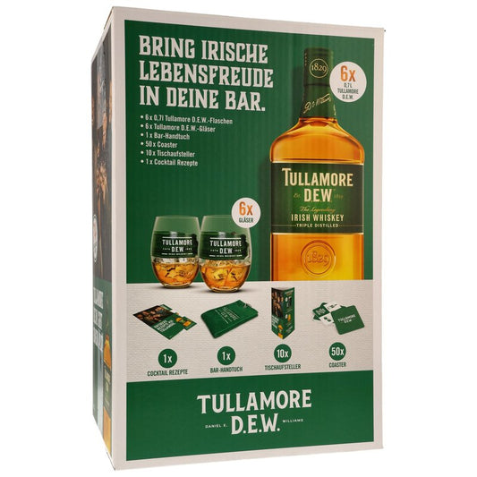 Tullamore Dew Gastro Paket: 6x Tullamore Dew Original, 1x Bar-Handtuch,