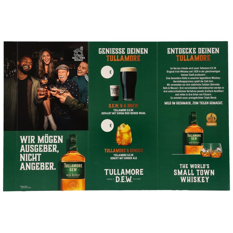 Tullamore Dew Gastro Paket: 6x Tullamore Dew Original, 1x Bar-Handtuch,
