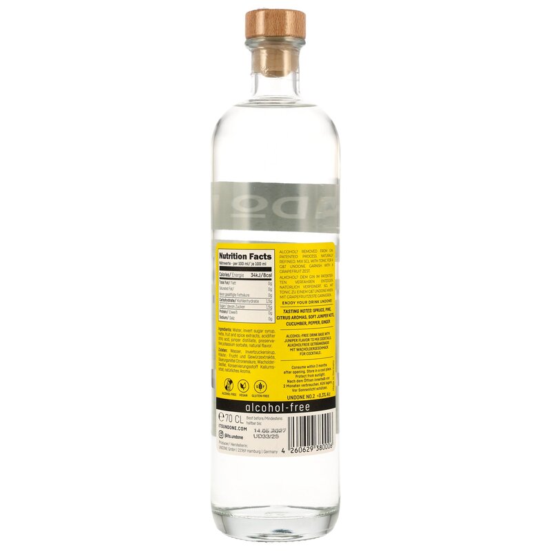 UNDONE No.2 London Dry Juniper / Not Gin (alkoholfrei) - MHD 05/2027